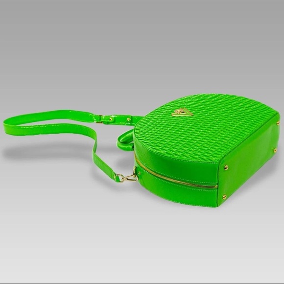 Valentino Orlandi Designer Lime Green Women's Box Hat Leather Tote Purse Handbag - Picture 6 of 11